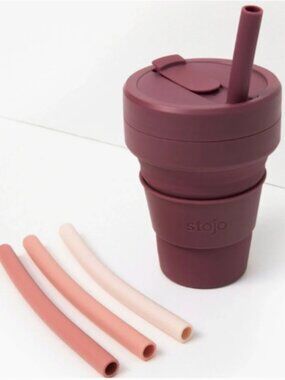 Stojo Collapsible Cup + 4 Reusable Straws — 12 oz
